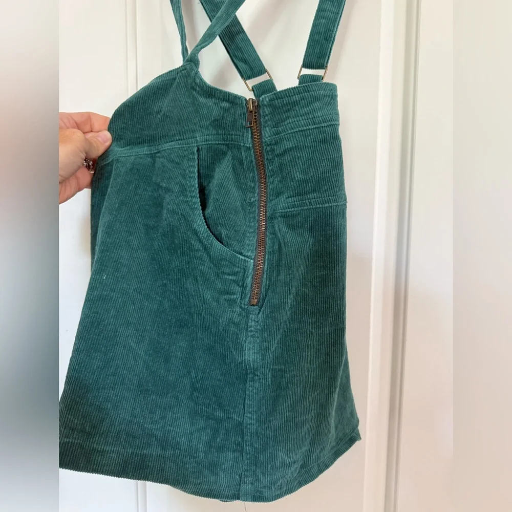 Joyfolie Teal Corduroy Pinafore Dress